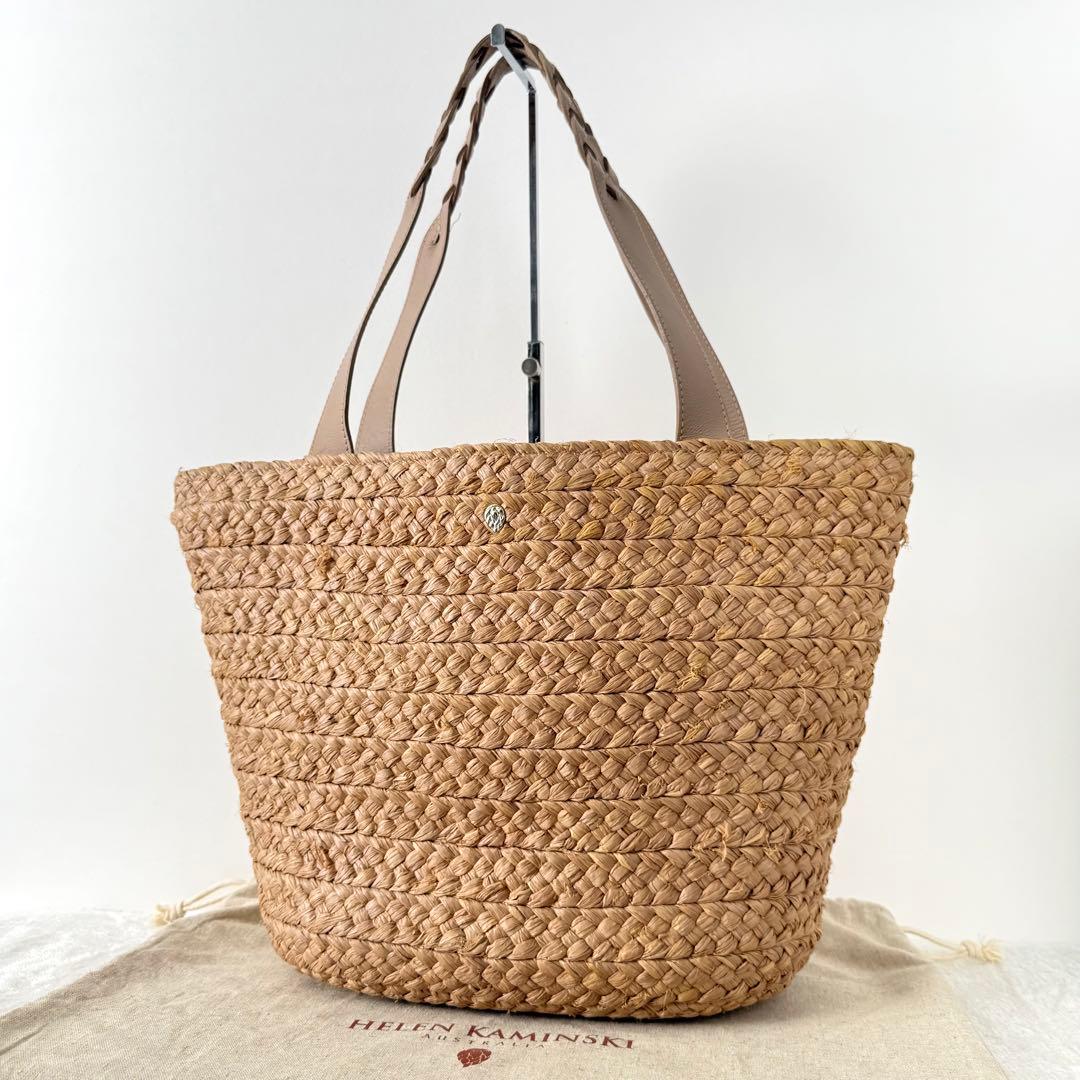 【極美品✨️】ヘレンカミンスキー ラフィア レザーハンドルトートバッグ Mサイズ