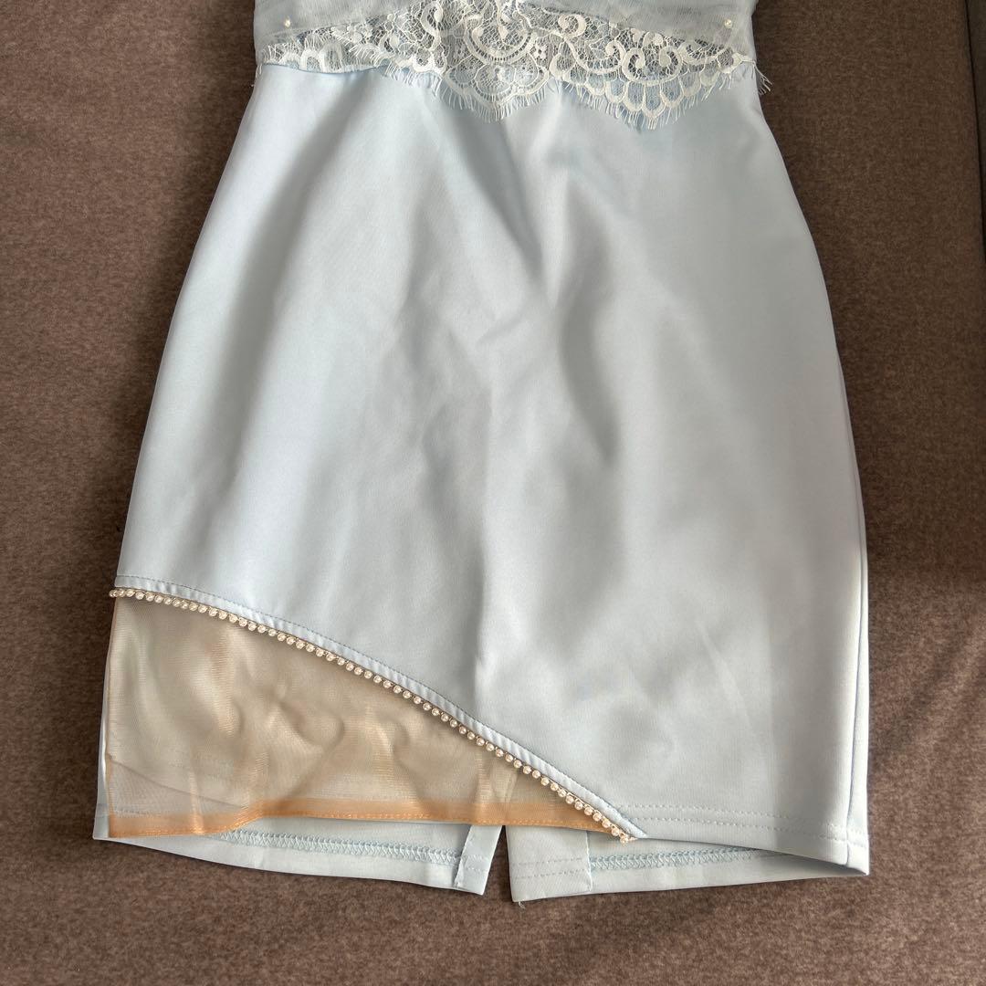 エンジェルアール　レース　ビジュー　キャバドレス　水色　ナイトドレス　ミニドレス