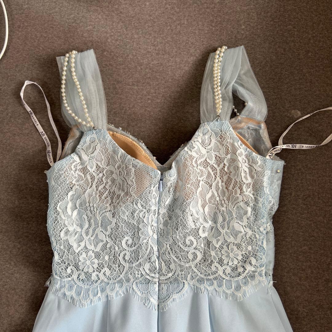 エンジェルアール　レース　ビジュー　キャバドレス　水色　ナイトドレス　ミニドレス