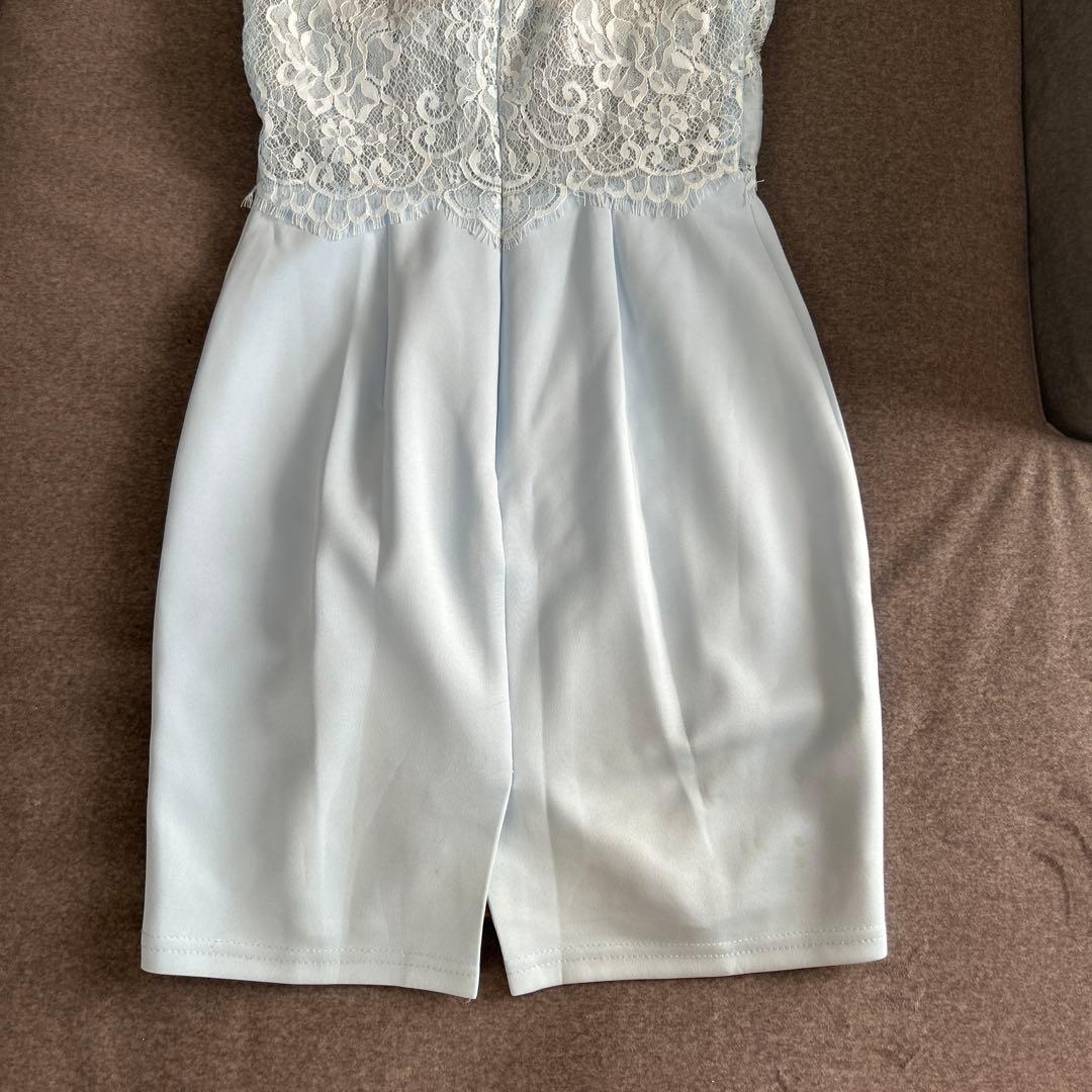 エンジェルアール　レース　ビジュー　キャバドレス　水色　ナイトドレス　ミニドレス