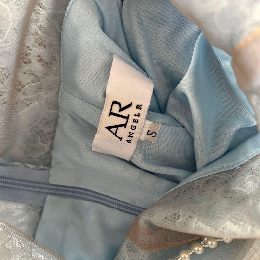 エンジェルアール　レース　ビジュー　キャバドレス　水色　ナイトドレス　ミニドレス