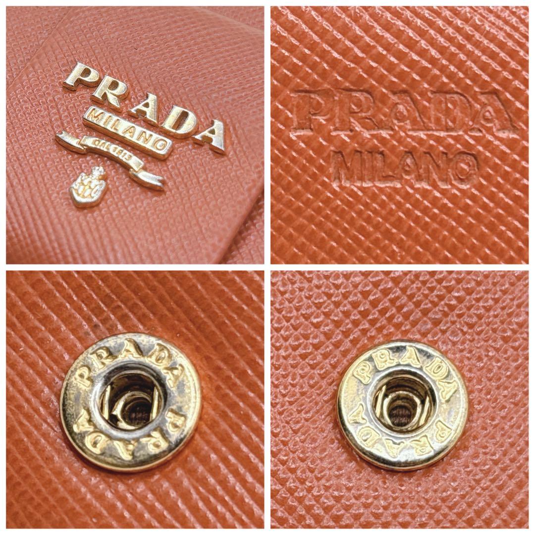 プラダ 長財布 サフィアーノ フィオッコ レッド メタルロゴ リボン