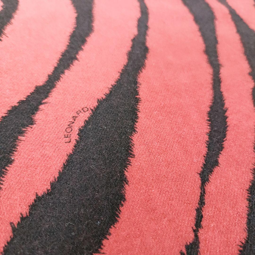 超美品　超大判　LEONARD　マフラー　カシミヤ100％　黒＊赤　日本製