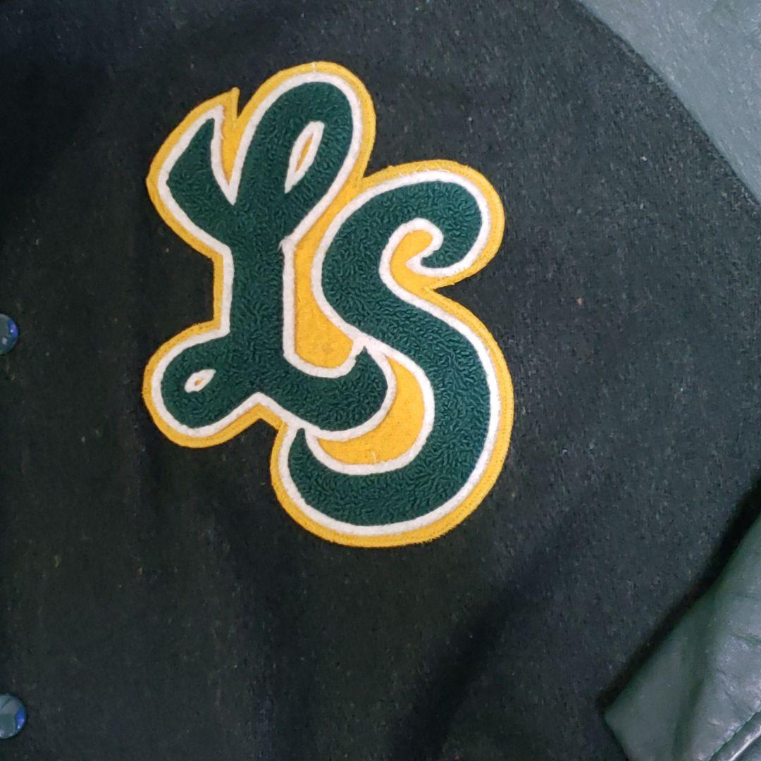 DeLong USA製 刺繍&パッチ多数 vintage 袖レザー リブライン