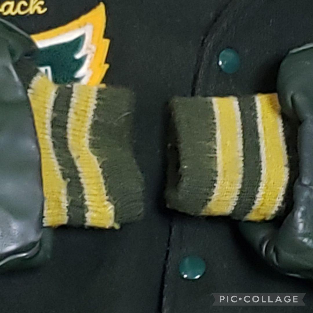 DeLong USA製 刺繍&パッチ多数 vintage 袖レザー リブライン