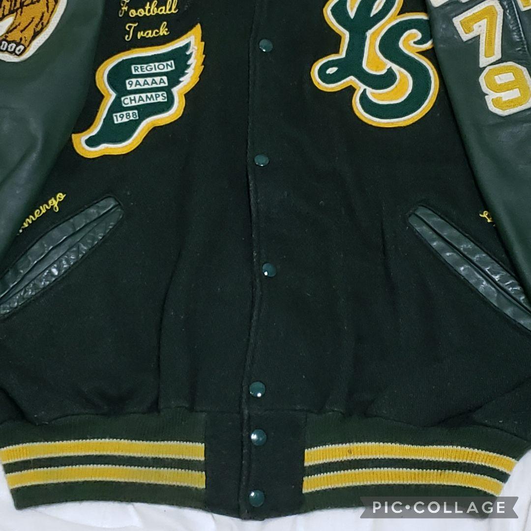 DeLong USA製 刺繍&パッチ多数 vintage 袖レザー リブライン