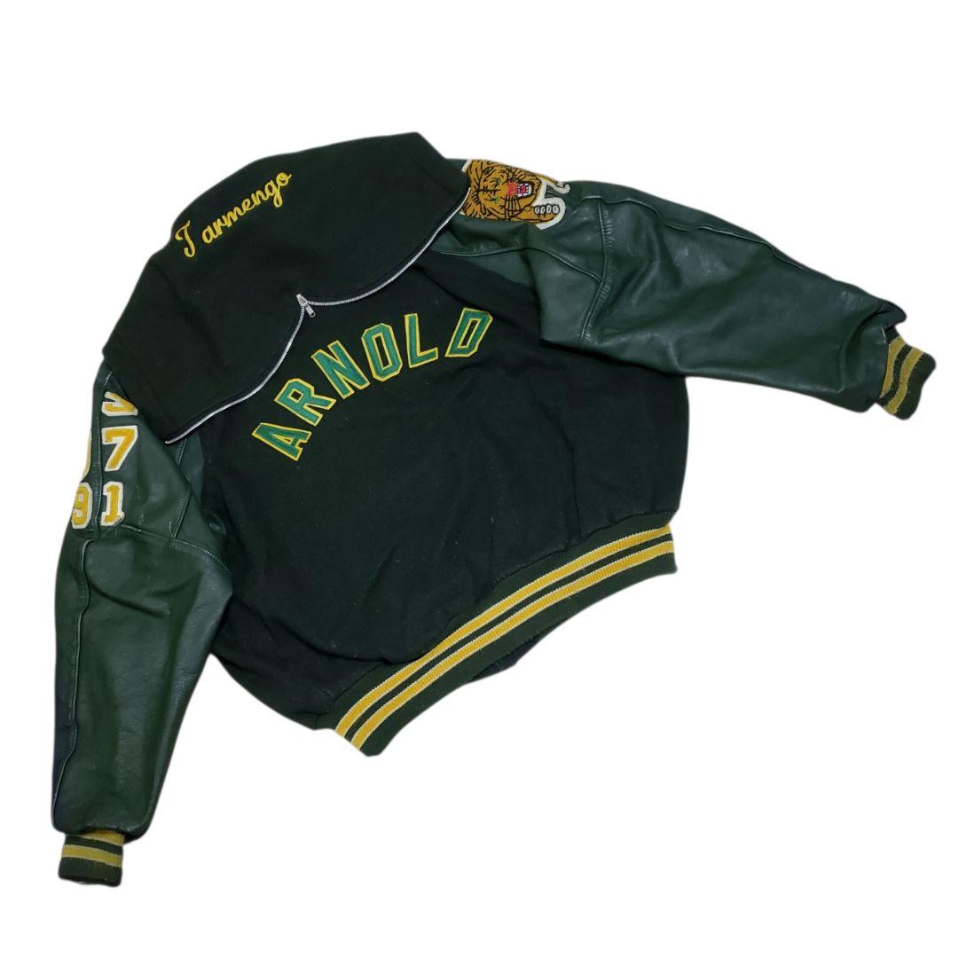 DeLong USA製 刺繍&パッチ多数 vintage 袖レザー リブライン