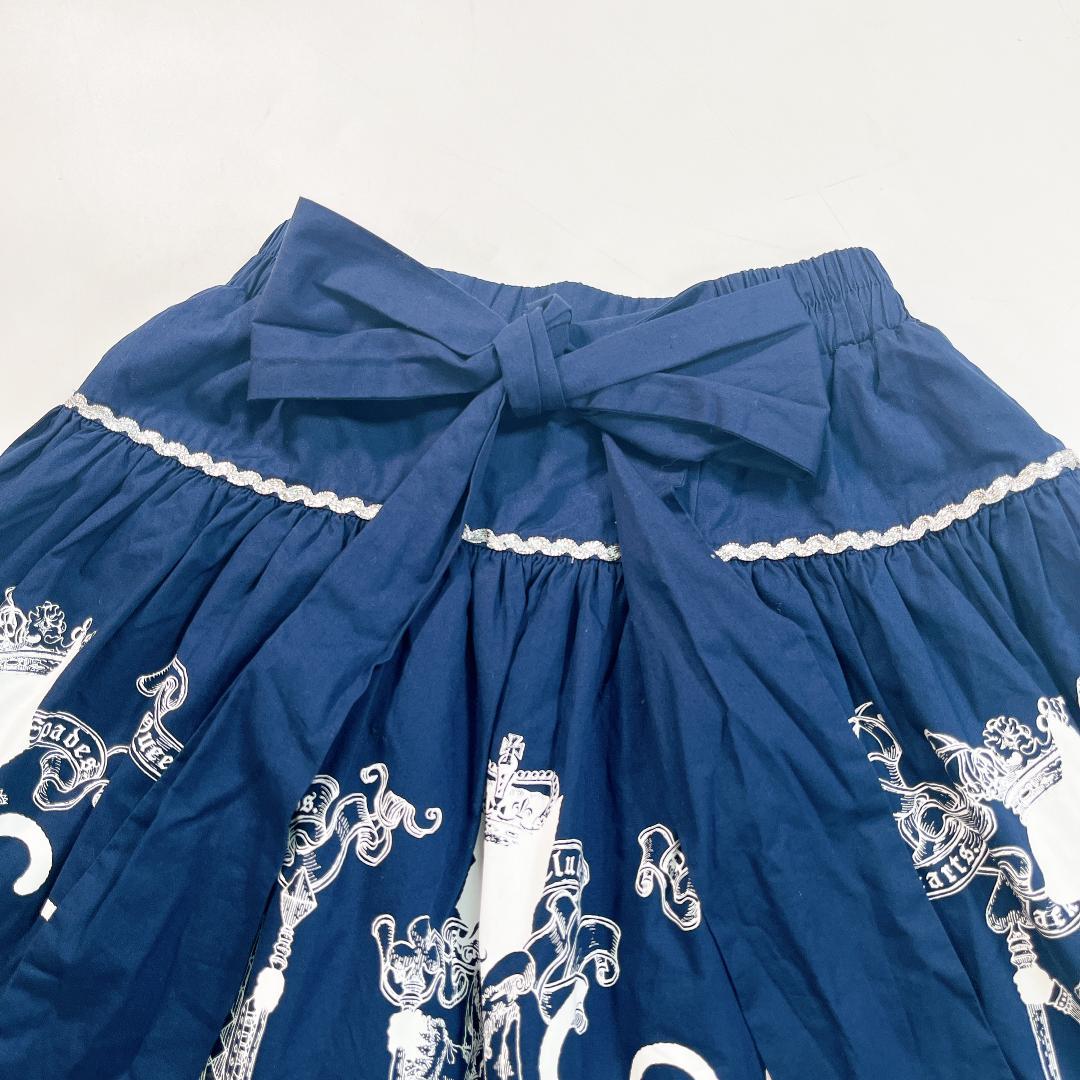 PUTUMAYO プトマヨ フリル ミニスカート ネコプリント ネイビー