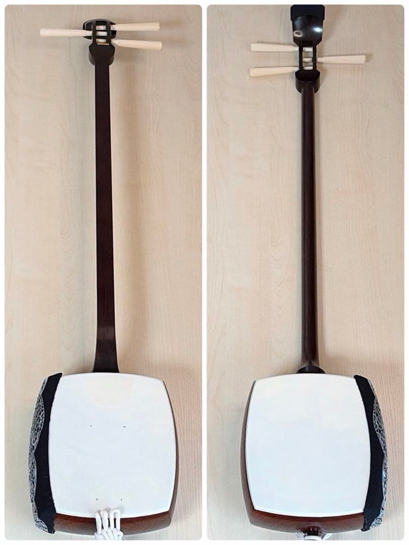 長唄三味線　舞台用　紅木　上犬皮張り替え済み　　すぐ弾ける　ハードケース付き