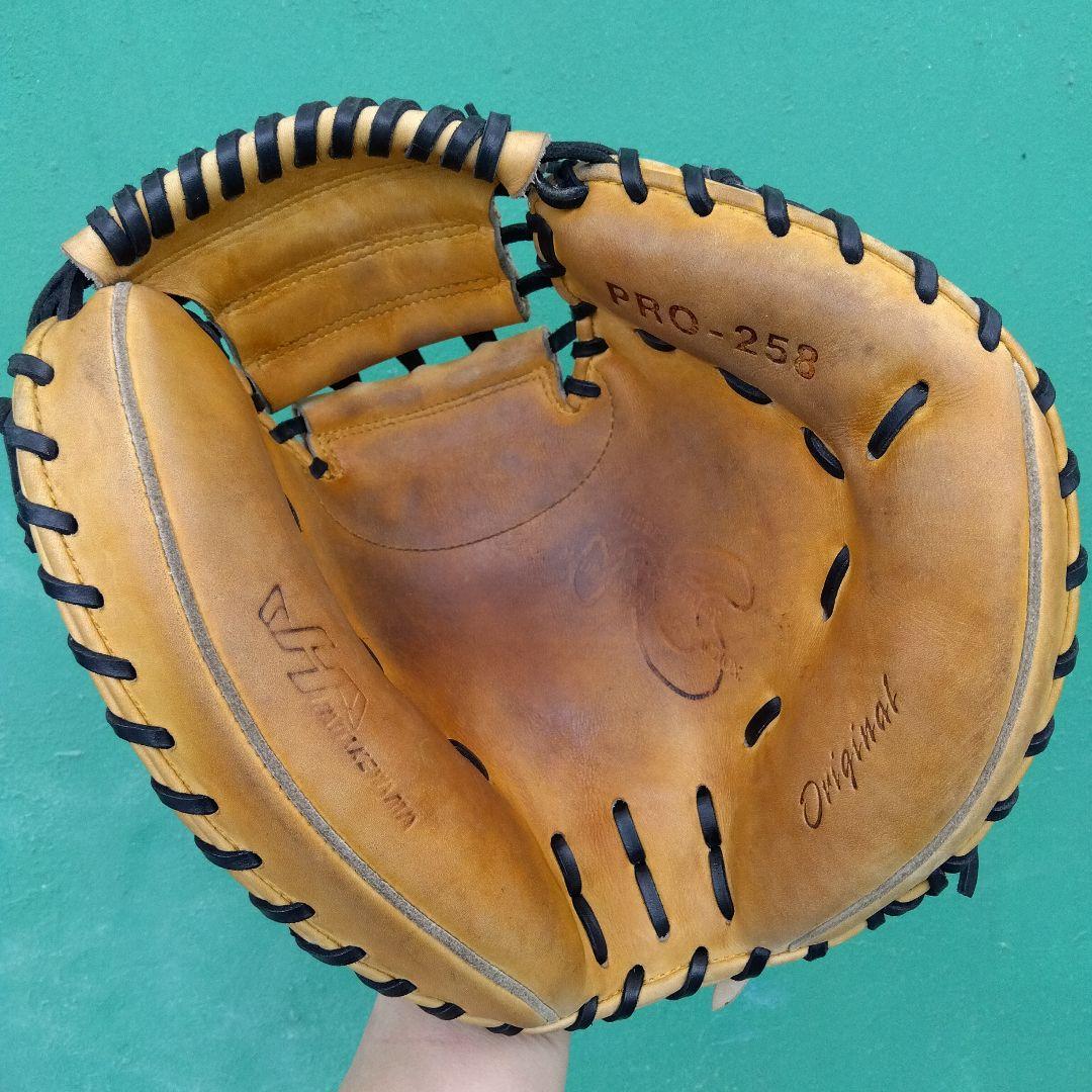 【美品】野球 グローブ 軟式 一般 キャッチャーミット ハタケヤマ