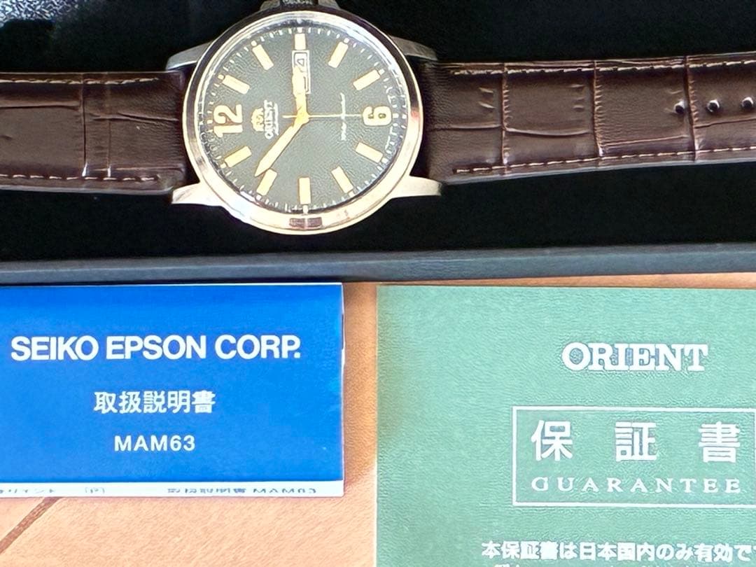 わん ORIENT 機械式 自動巻き 腕時計 革ベルト 未使用 オリエント