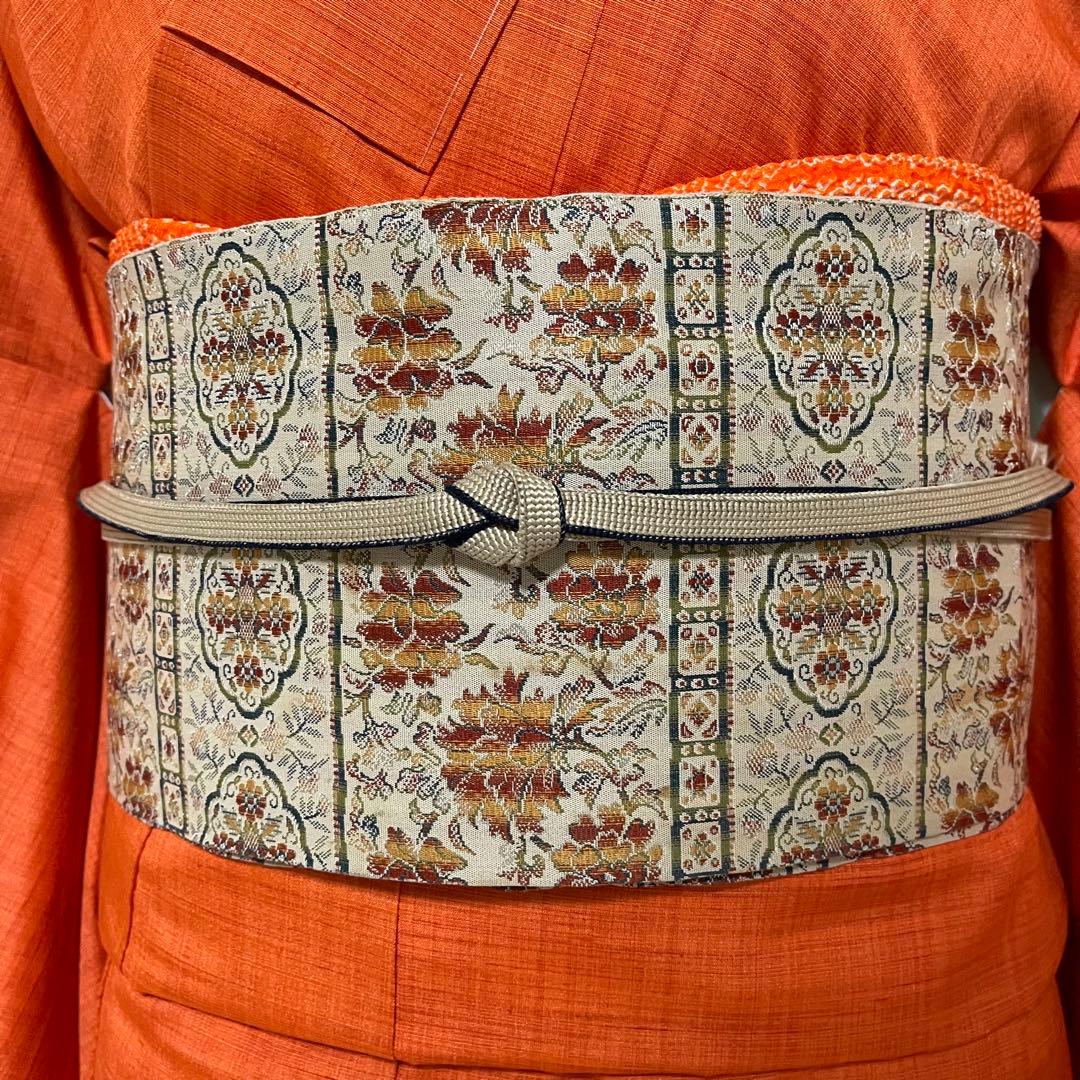 sy258 正絹 色紬 結城紬 ４点フルセット 身丈157裄丈66