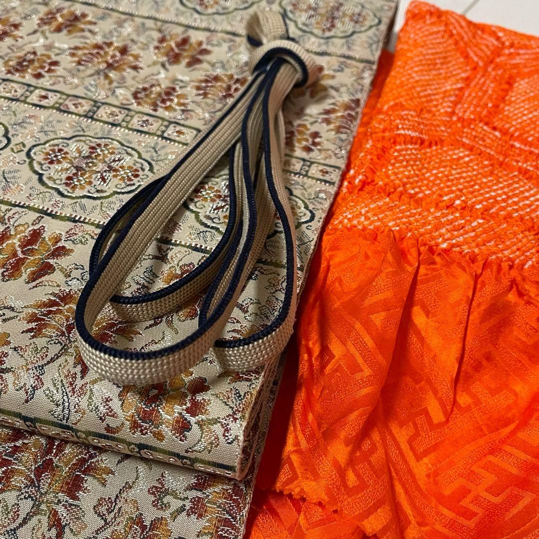 sy258 正絹 色紬 結城紬 ４点フルセット 身丈157裄丈66