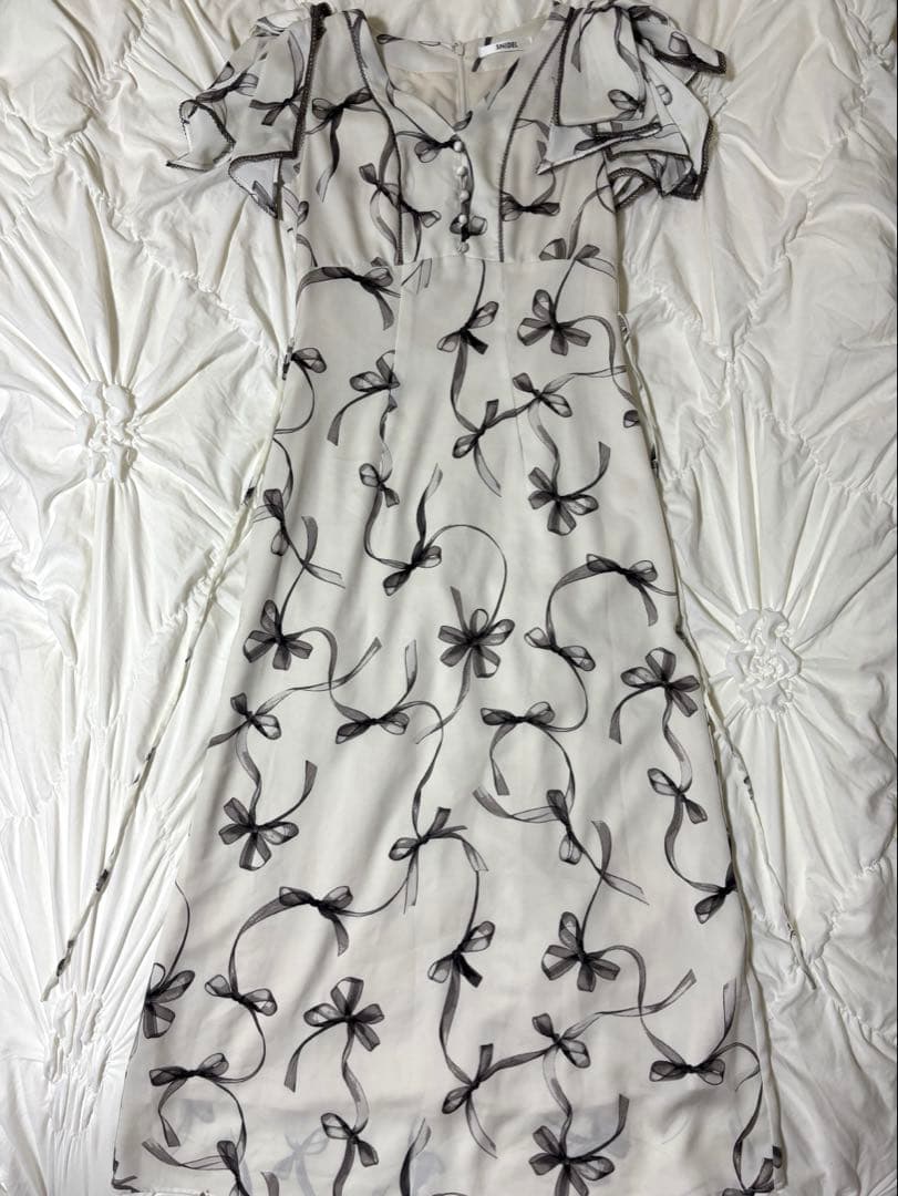 snidel Sustainableリボンプリントワンピース