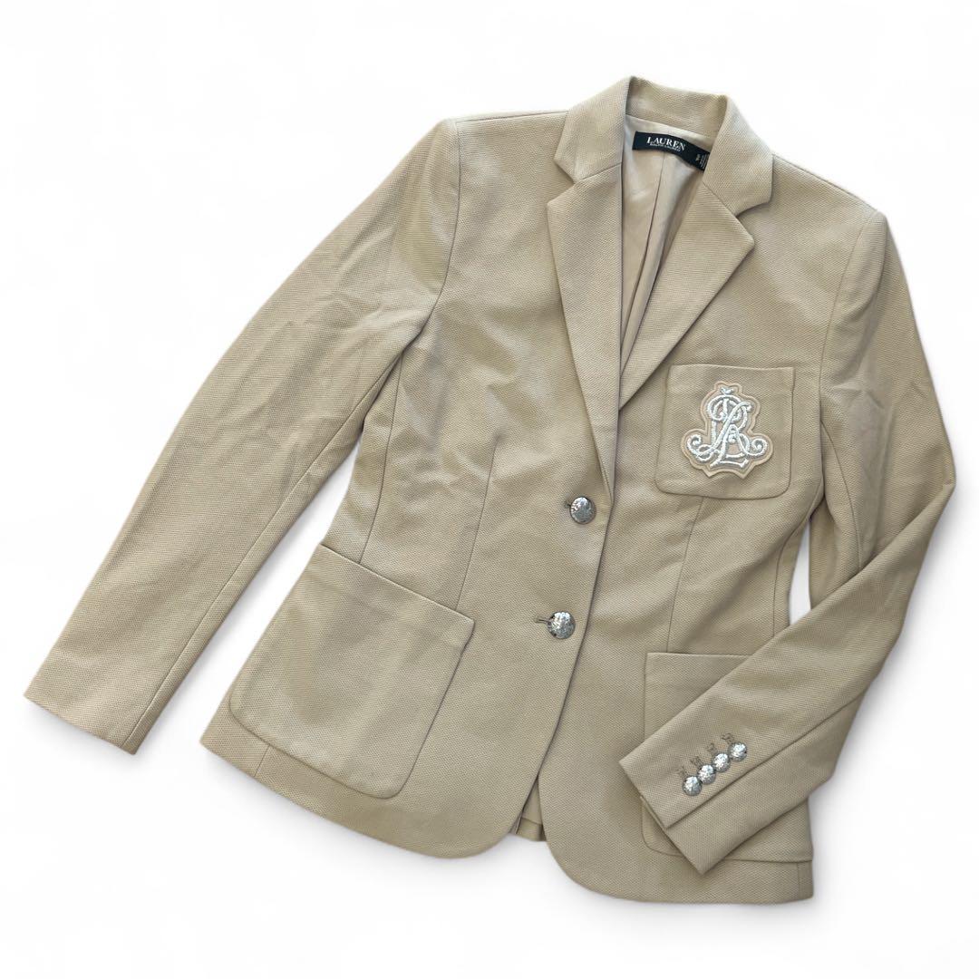 美品　ラルフローレン ジャケット　ブリオンジャカードブレザー　刺繍パッチ　S