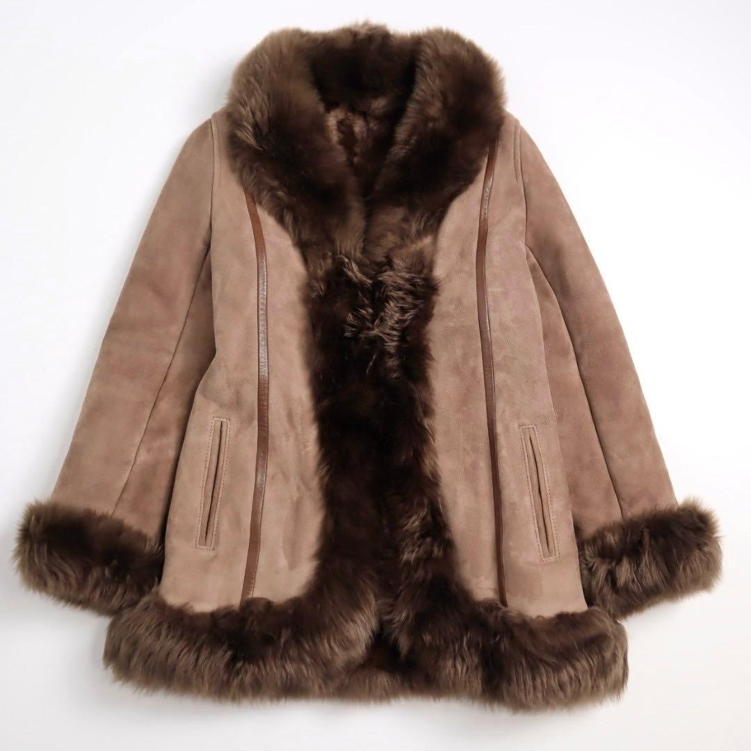 Vintage y2k spain製 ムートン 毛皮 レザー ファーコート