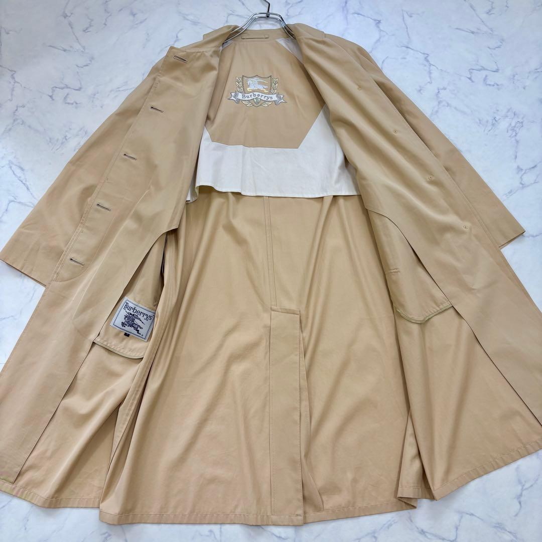 美品 BURBERRY ステンカラーコート 刺繍ロゴ ベージュ 7 Mビッグロゴ