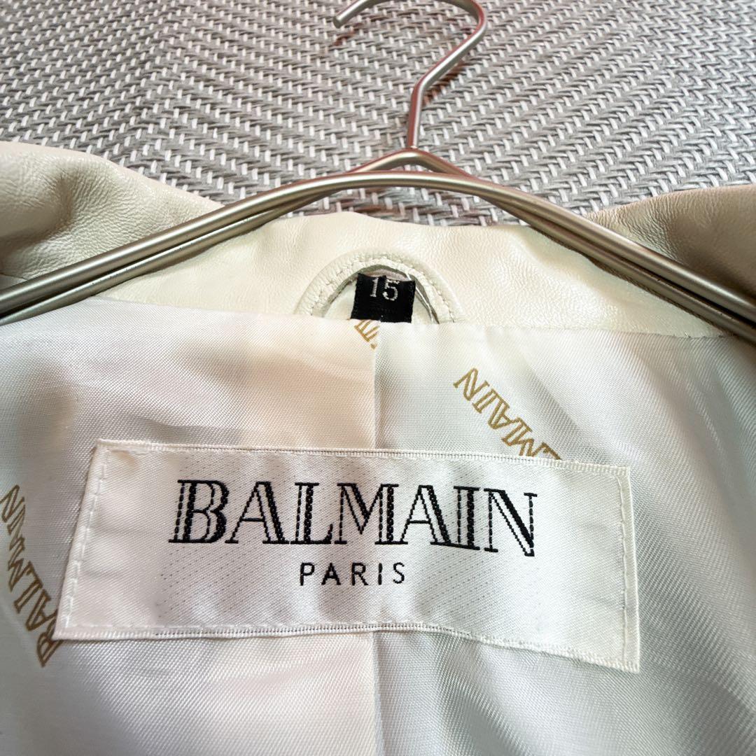 美品 BALMAIN 高級ラムレザー ロングコート モノトーン 白黒 2XL