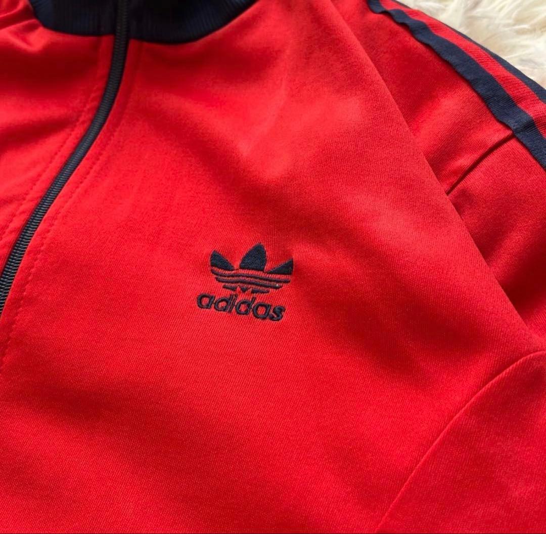 80s adidas トラックジャケット レッド×ネイビー M-L ジャージ