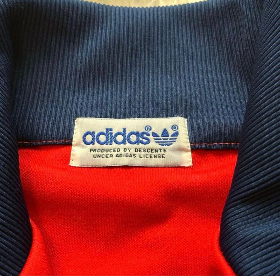 80s adidas トラックジャケット レッド×ネイビー M-L ジャージ