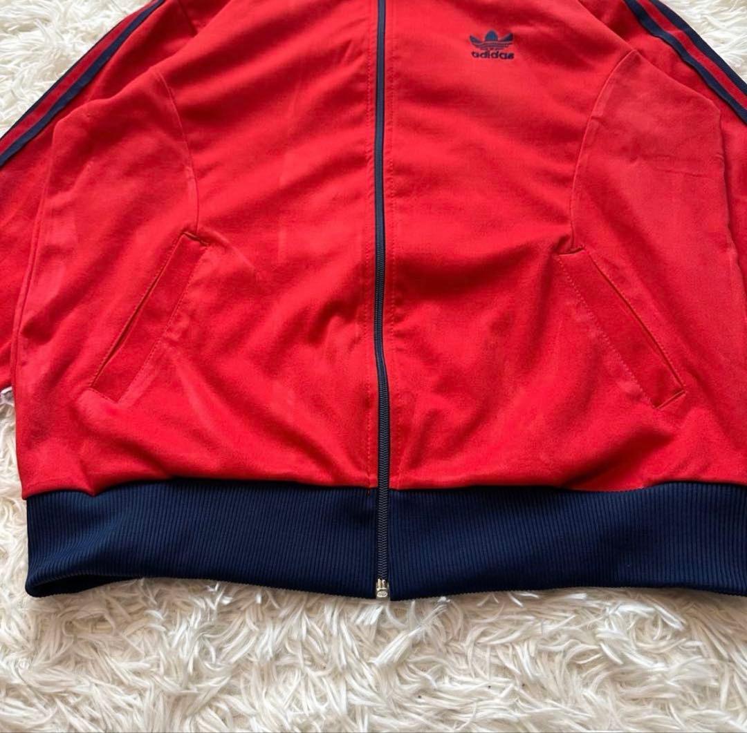 80s adidas トラックジャケット レッド×ネイビー M-L ジャージ