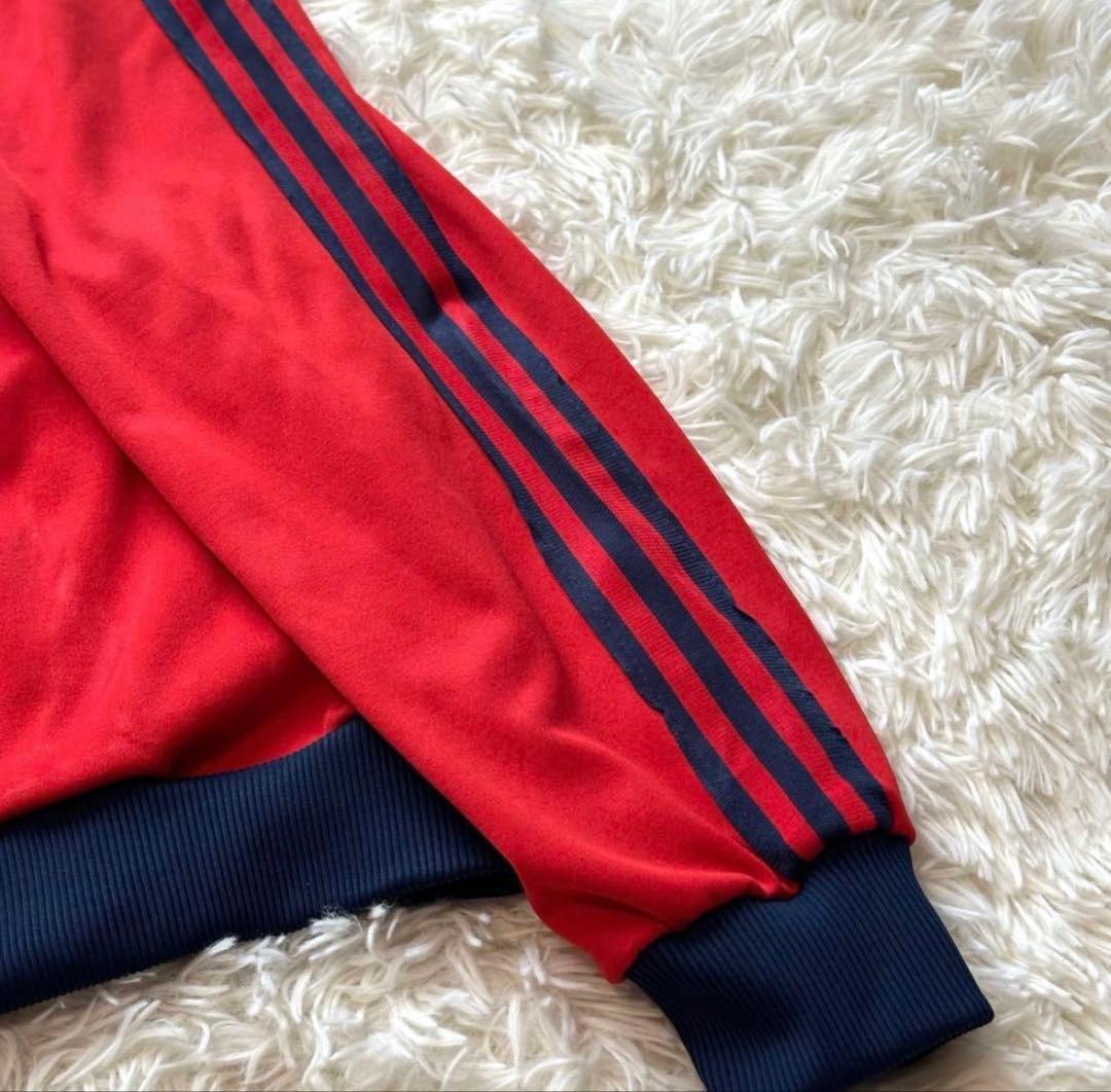 80s adidas トラックジャケット レッド×ネイビー M-L ジャージ