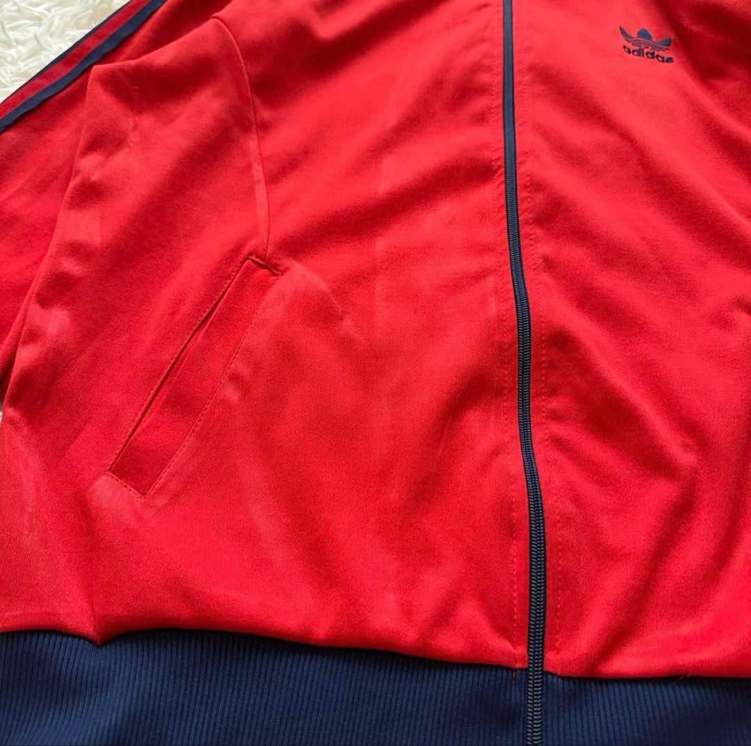 80s adidas トラックジャケット レッド×ネイビー M-L ジャージ