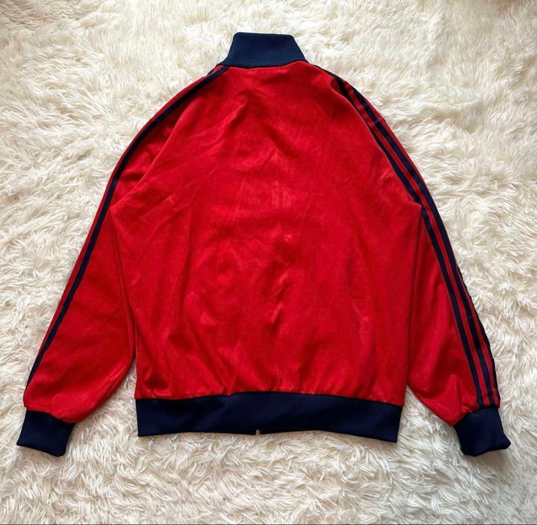 80s adidas トラックジャケット レッド×ネイビー M-L ジャージ