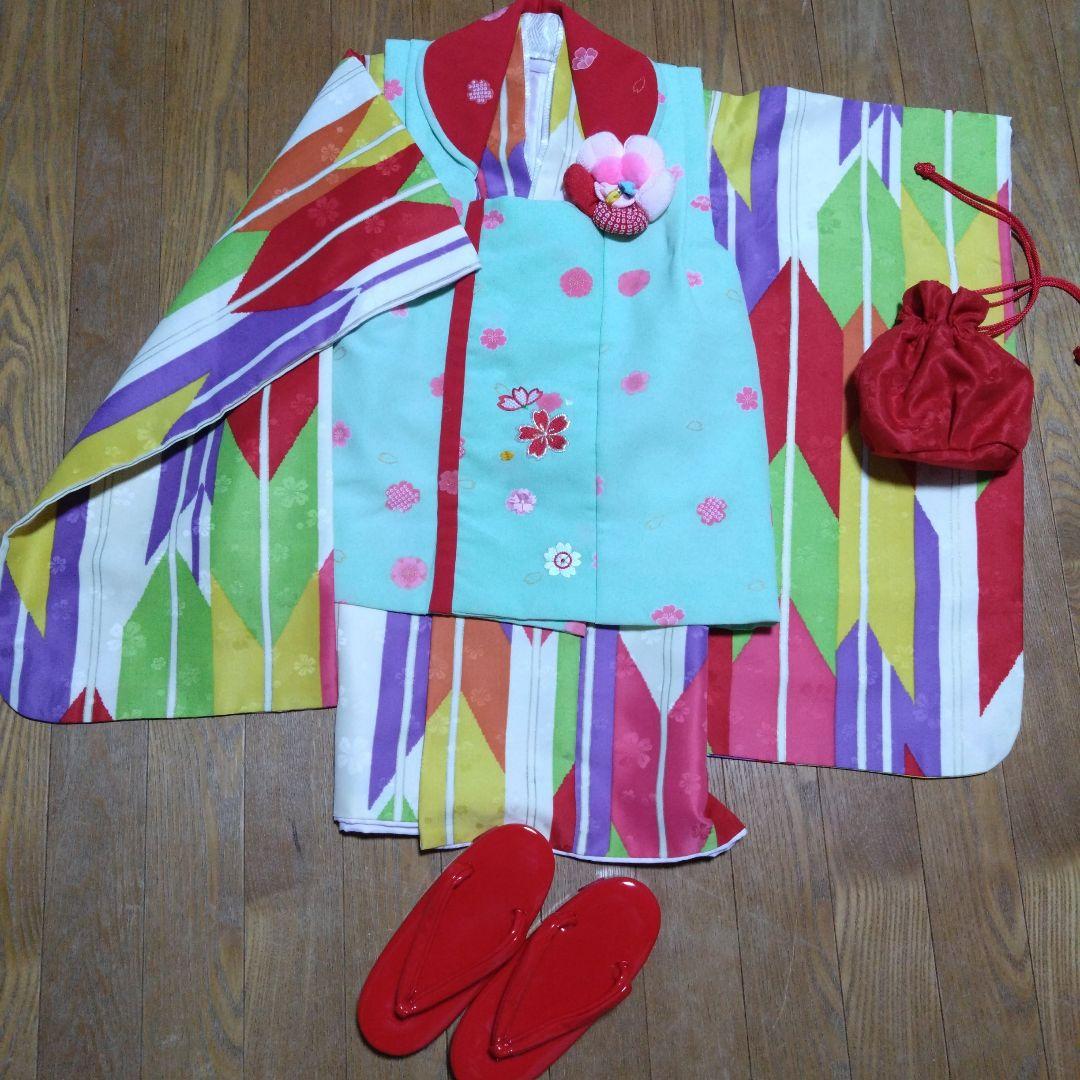 美品★三歳★矢羽根柄★被布＆着物＆小物