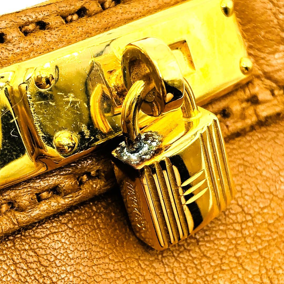 HERMES エルメス ラムスキン グローブ ケリー カデナ 手袋 ゴールド