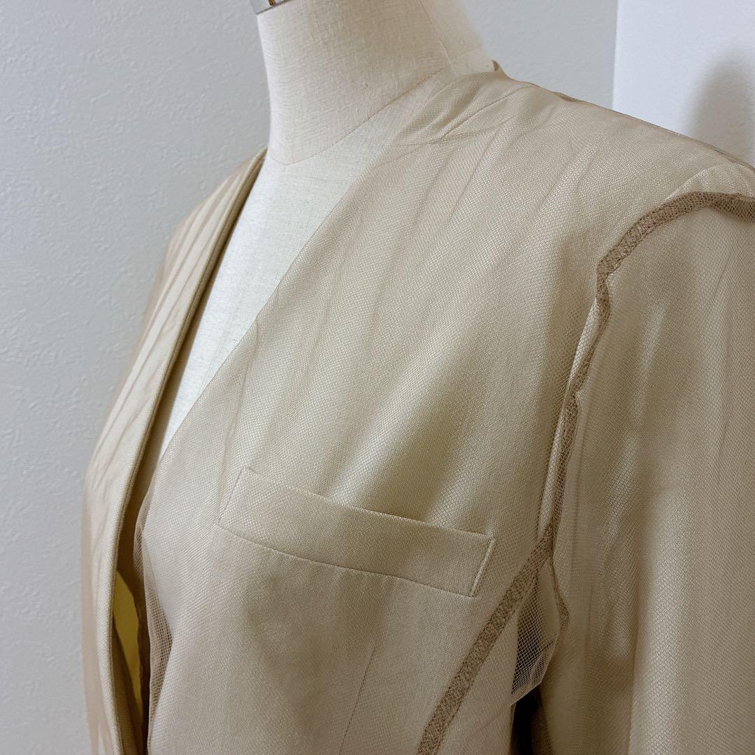 ANDRESD ベージュ　boxy layered tulle jacket