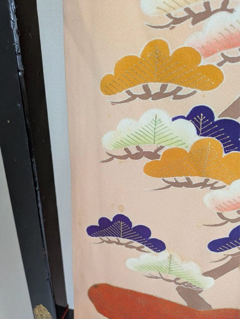 は*ー様 振袖 裄67 作家物 セミアンティーク 一つ紋 青海波に花柄金彩正絹T