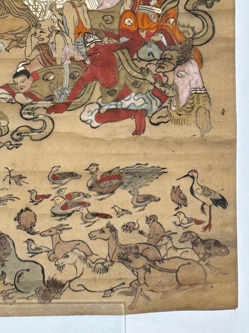 「大型彩色木版図 釈迦涅槃図」1枚|仏陀 仏教美術 仏像 和本 江戸時代