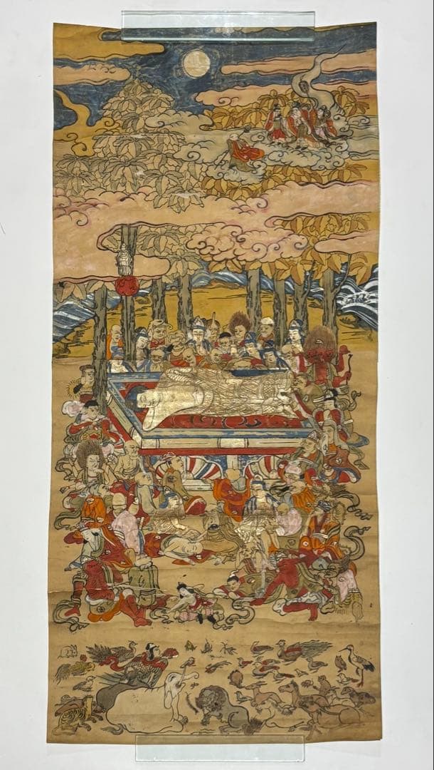 「大型彩色木版図 釈迦涅槃図」1枚|仏陀 仏教美術 仏像 和本 江戸時代