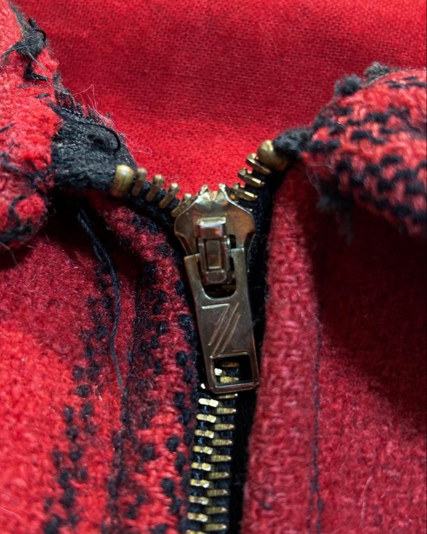 50s King O Wear オンブレ ウールジャケット 大戦 赤黒　プレイド