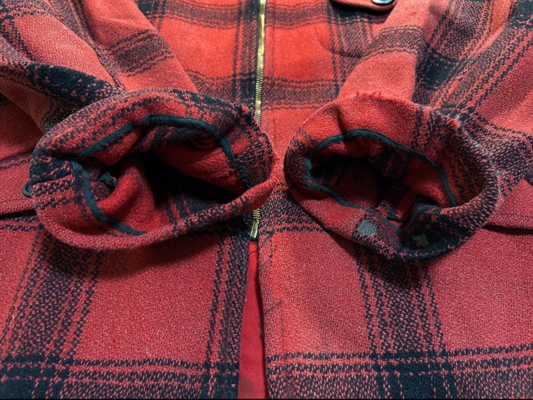 50s King O Wear オンブレ ウールジャケット 大戦 赤黒　プレイド