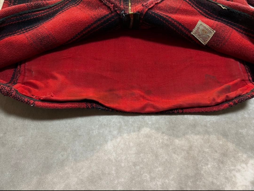 50s King O Wear オンブレ ウールジャケット 大戦 赤黒　プレイド