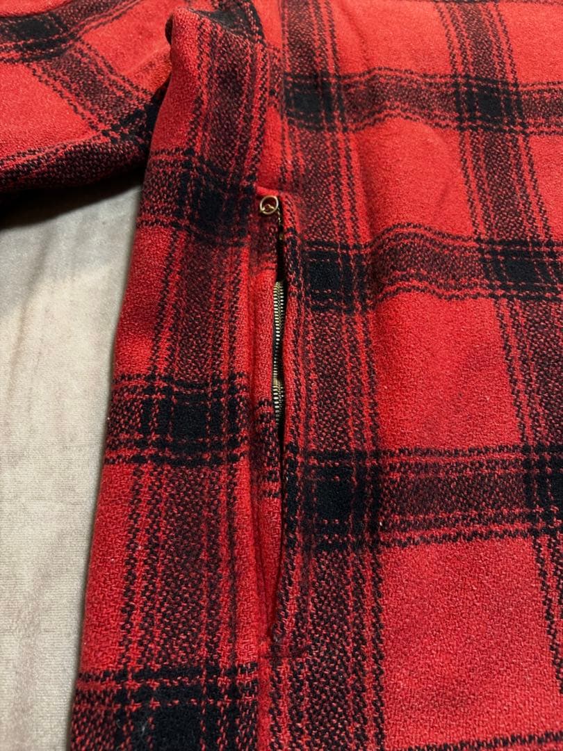 50s King O Wear オンブレ ウールジャケット 大戦 赤黒　プレイド