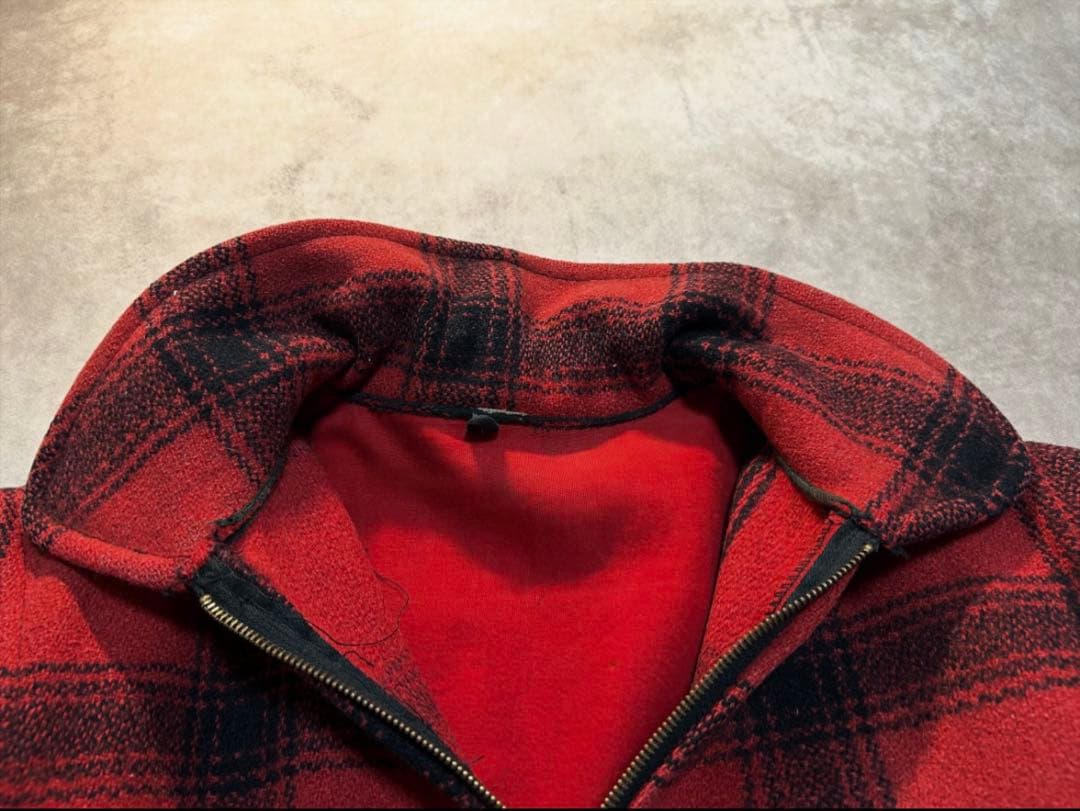 50s King O Wear オンブレ ウールジャケット 大戦 赤黒　プレイド