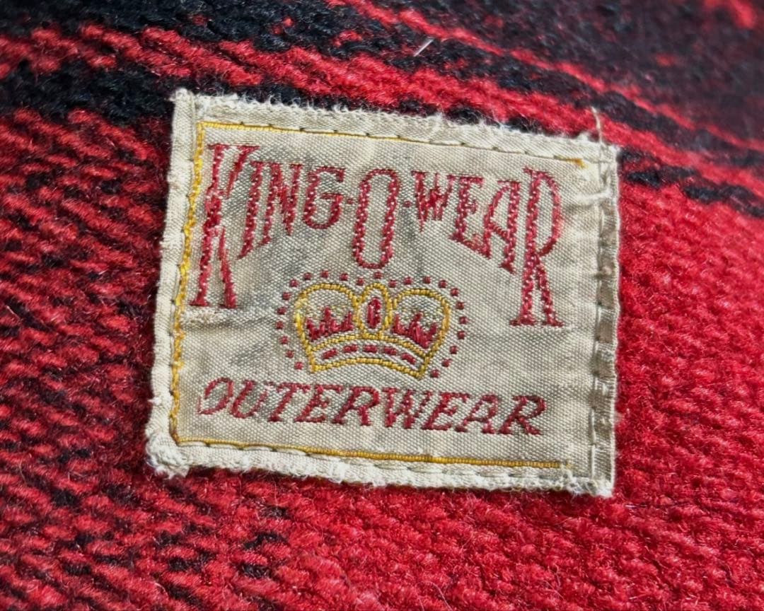 50s King O Wear オンブレ ウールジャケット 大戦 赤黒　プレイド