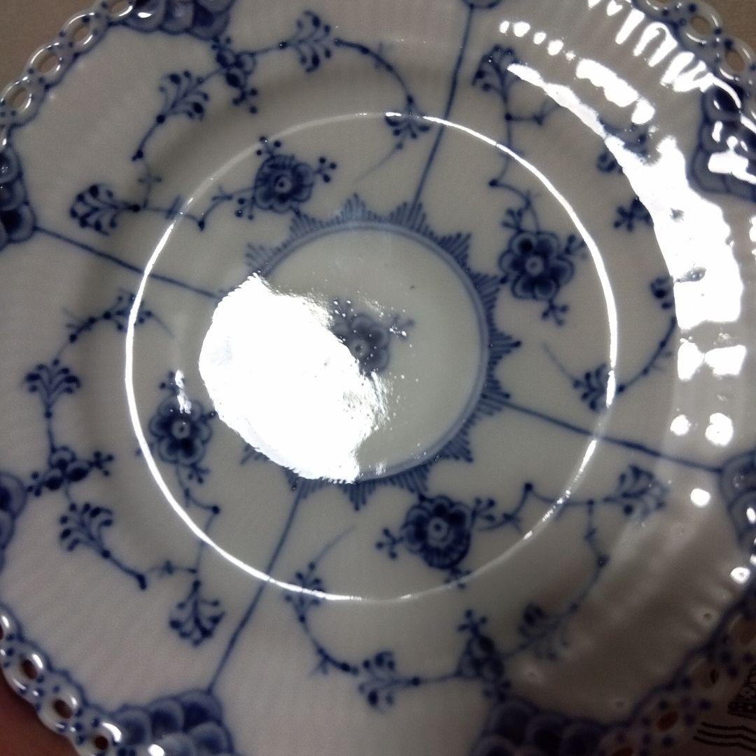 美品 ロイヤルコペンハーゲン ブルーフルーテッド フルレース プレート ペア2枚