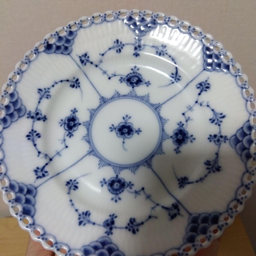 美品 ロイヤルコペンハーゲン ブルーフルーテッド フルレース プレート ペア2枚