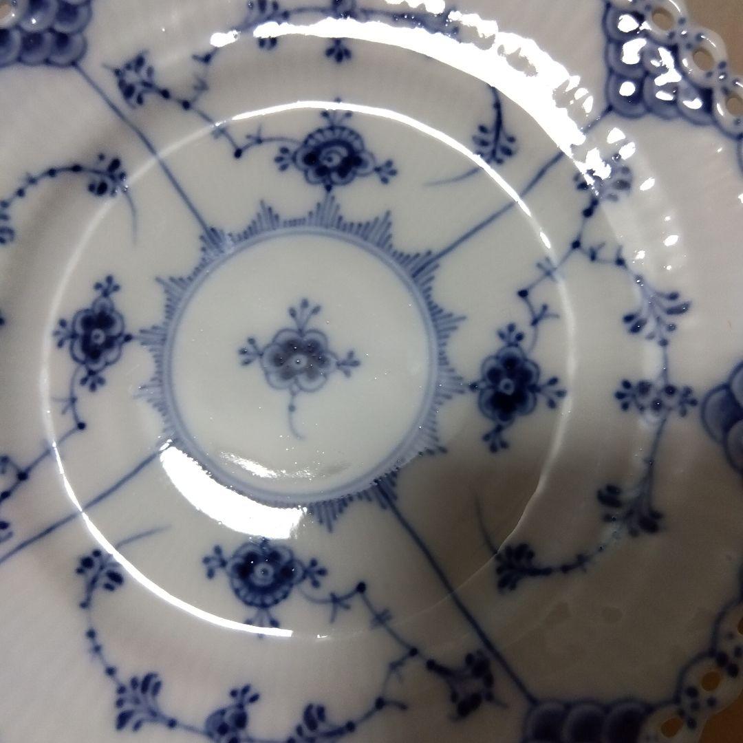 美品 ロイヤルコペンハーゲン ブルーフルーテッド フルレース プレート ペア2枚