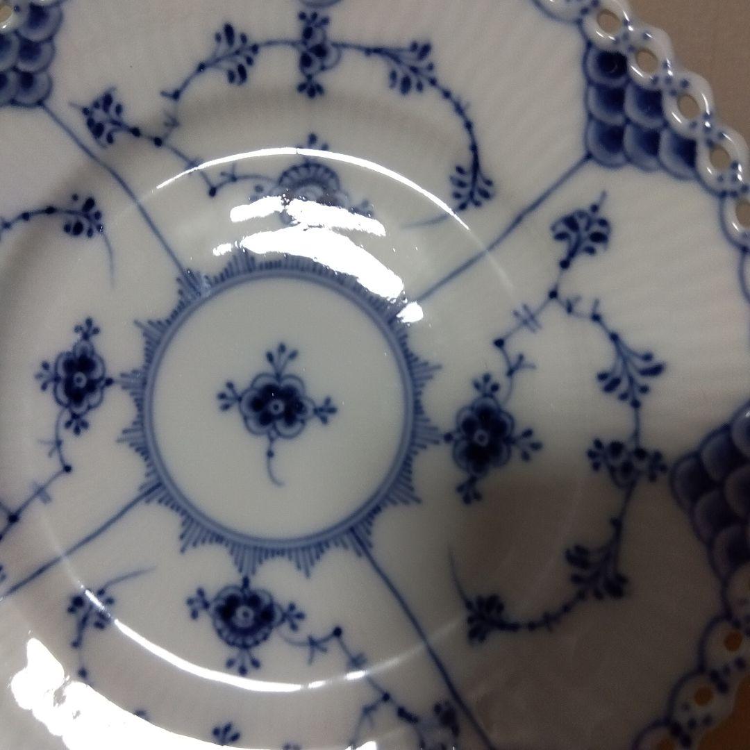 美品 ロイヤルコペンハーゲン ブルーフルーテッド フルレース プレート ペア2枚