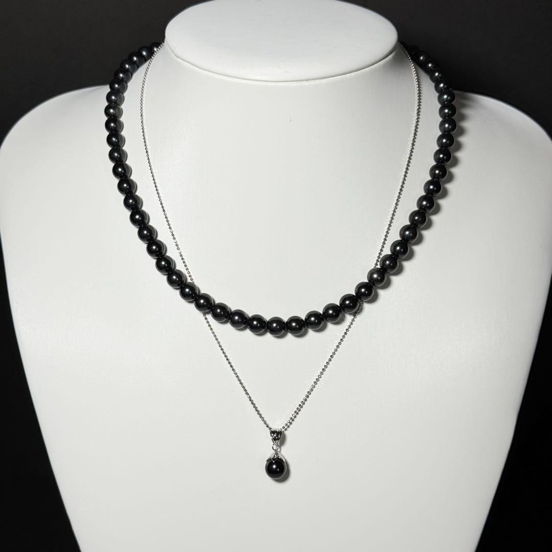 あこや本真珠 パールネックレス イヤリング セット ブラックパール 鑑別書付き