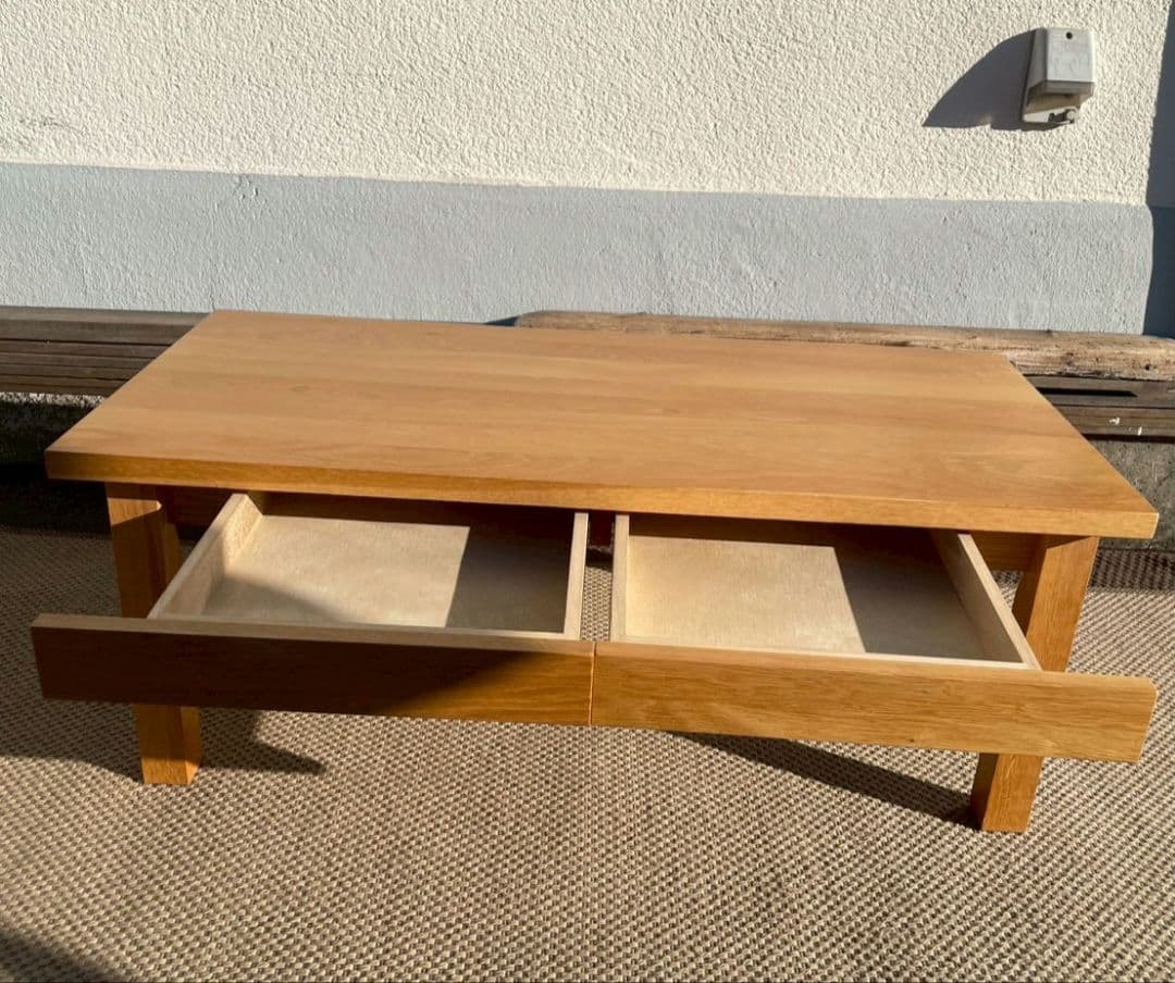 美品 無印良品 MUJI 天然木 センターテーブル 引き出し付き