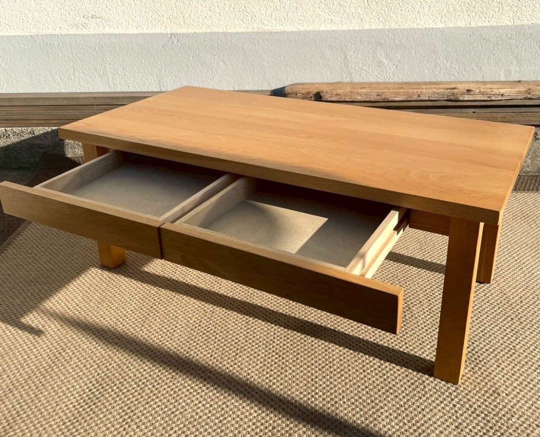 美品 無印良品 MUJI 天然木 センターテーブル 引き出し付き