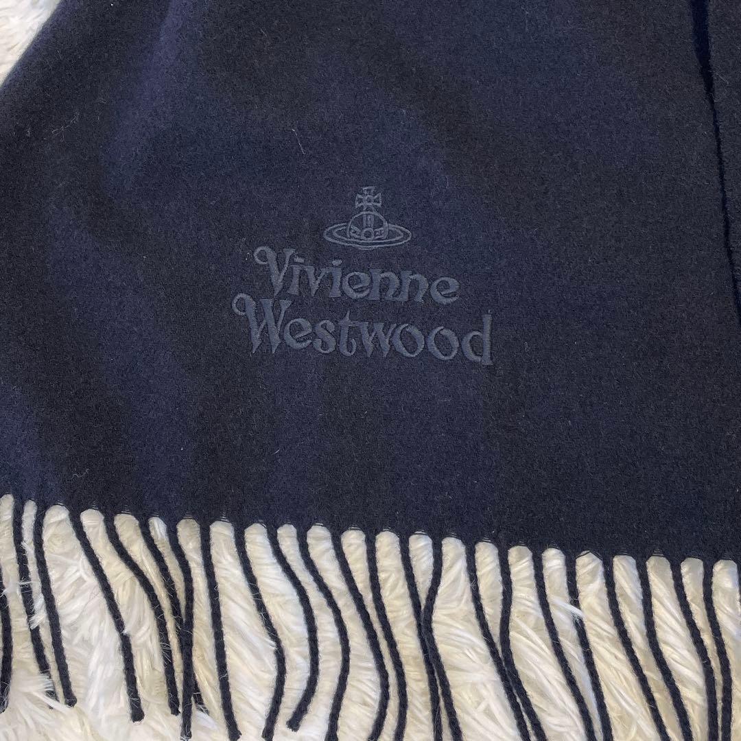タグ付き未使用✨ヴィヴィアンウエストウッド ウールマフラー ネイビー