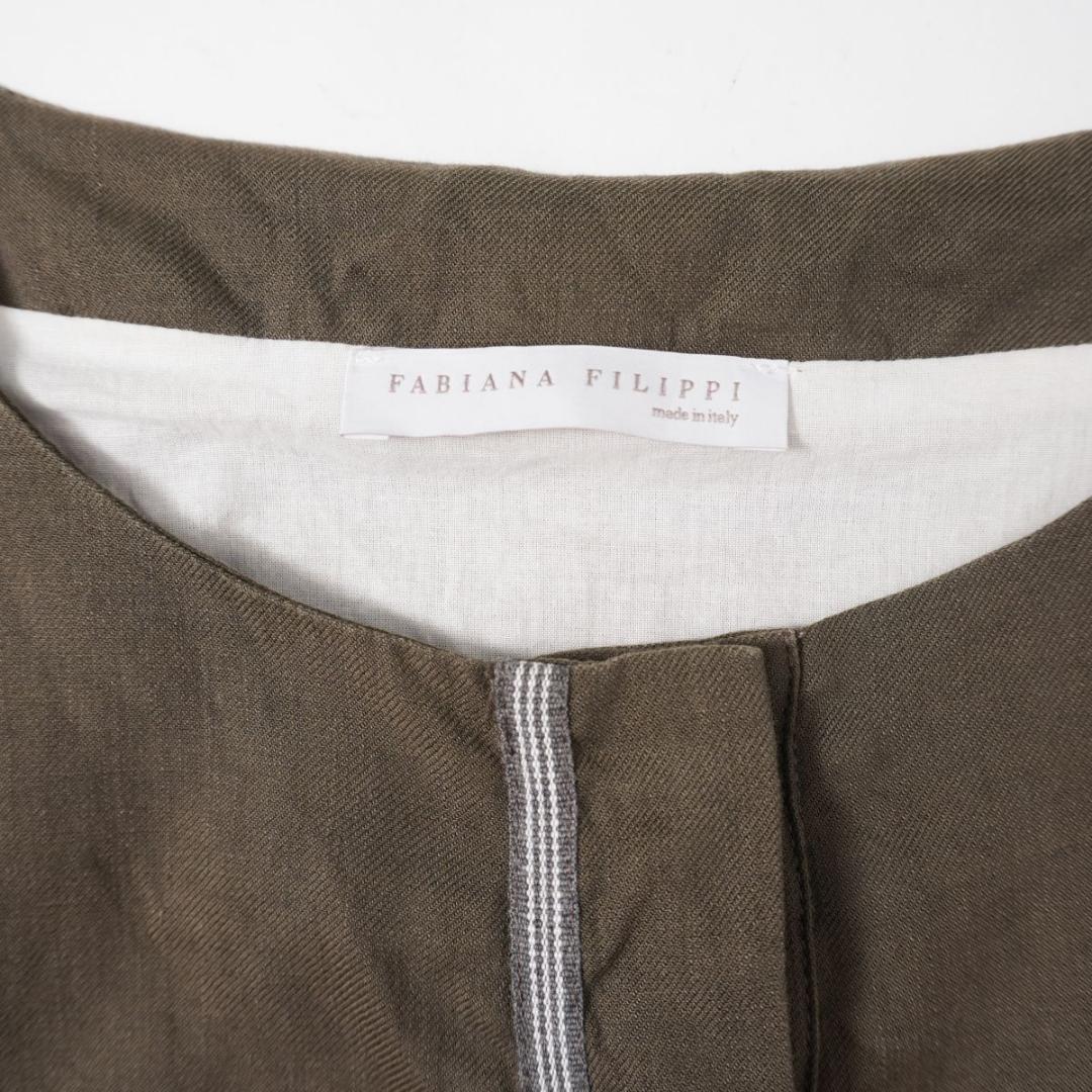 美品 ファビアナフィリッピ リネン混 ワンピース カーキ XS*GD907