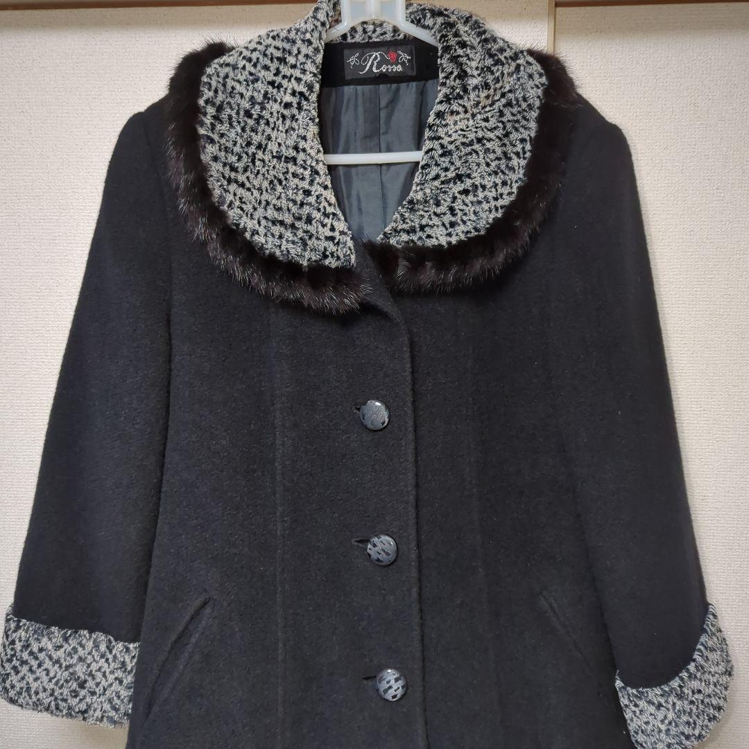 インポートロッサ　ウールロングコート　カシミア　黒　大きいサイズ